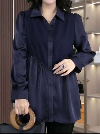 大码女装秋季新款显瘦拼接百搭遮肉简约大方上衣ZSX25A0220