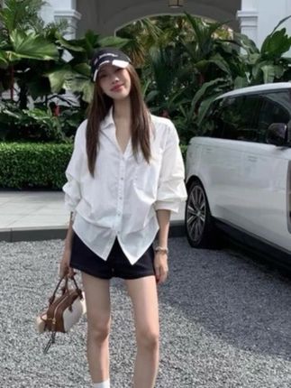 韩版高级感泡泡袖上衣女气质收腰显瘦衬衫#今日穿搭 #高级感穿搭 #学院风穿搭 #上衣穿搭 #甜美穿搭