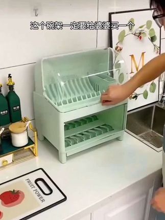 #上热门 双层碗架带盖透气防尘放碗盘筷盘子置物架碗筷防虫家用碗碟沥水架#双层碗架 ##上热门🔥 #抖音小助手传递正能量