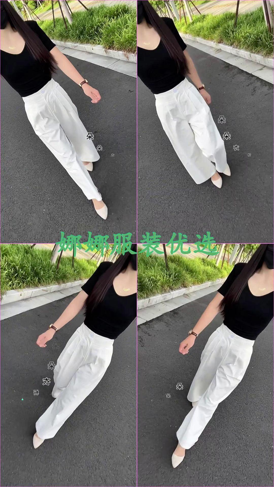 纯棉酵洗加柔2025夏季新款韩版宽松阔腿裤百搭直筒显瘦休闲长裤女#中性风入秋穿搭灵感#每天好心情#梨形身材穿搭大赏#高级感