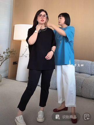MPG JIEJIE【至美时刻】25夏季黑色宽松拼接蝴蝶结少女感圆领T恤 #大码女装 #短袖t恤 #遮肉显瘦穿搭 #舒适休闲 #遮肉显瘦