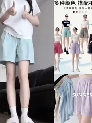山本运动短裤女夏季2025宽松休闲高腰显瘦外穿冰丝速干阔腿五分裤#五分裤 #爆款热卖中 #休闲高腰裤 #外穿裤 #五分裤推荐