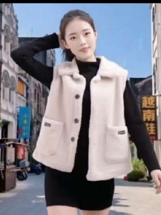 #女装穿搭 #时尚气质穿搭 #时尚女装穿搭 #高端大气 绒皮毛一体马甲女秋冬宽松背心外套马夹加厚加绒时尚外穿