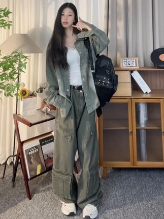 #牛仔裤 #百搭裤子 #显瘦穿搭 #阔腿裤 #工装裤