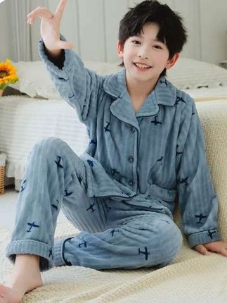 儿童保暖睡衣#面料柔软舒适 #舒适家居服 #睡衣套装