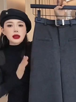 一字兜阔腿裤#简约大气 #流行穿搭 #显瘦显高 #时尚感穿搭 #谁穿谁好看系列 @DOU+小助手