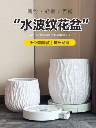 加厚树脂花盆家用塑料耐用龟背竹发财树天堂鸟蓝莓轻奢高级感大号#水波纹花盆 #加厚树脂花盆 #花盆推荐 #厂家直发 #爆款热卖中