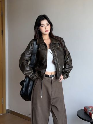 #入秋穿搭 #中性风穿搭 #皮衣夹克