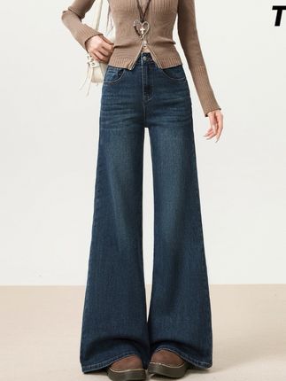 不贴腿微喇牛仔裤女款爆款2025新款高腰宽松秋季弹力显瘦喇叭裤子#牛仔裤 #今日穿搭 #懒人必备 #简约大气 #韩国欧尼穿搭