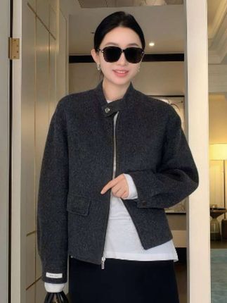 杨圣坤2025冬季新品骆驼绒混纺双面呢拉链短款大衣外套#品质女装#骆马绒双面呢外套