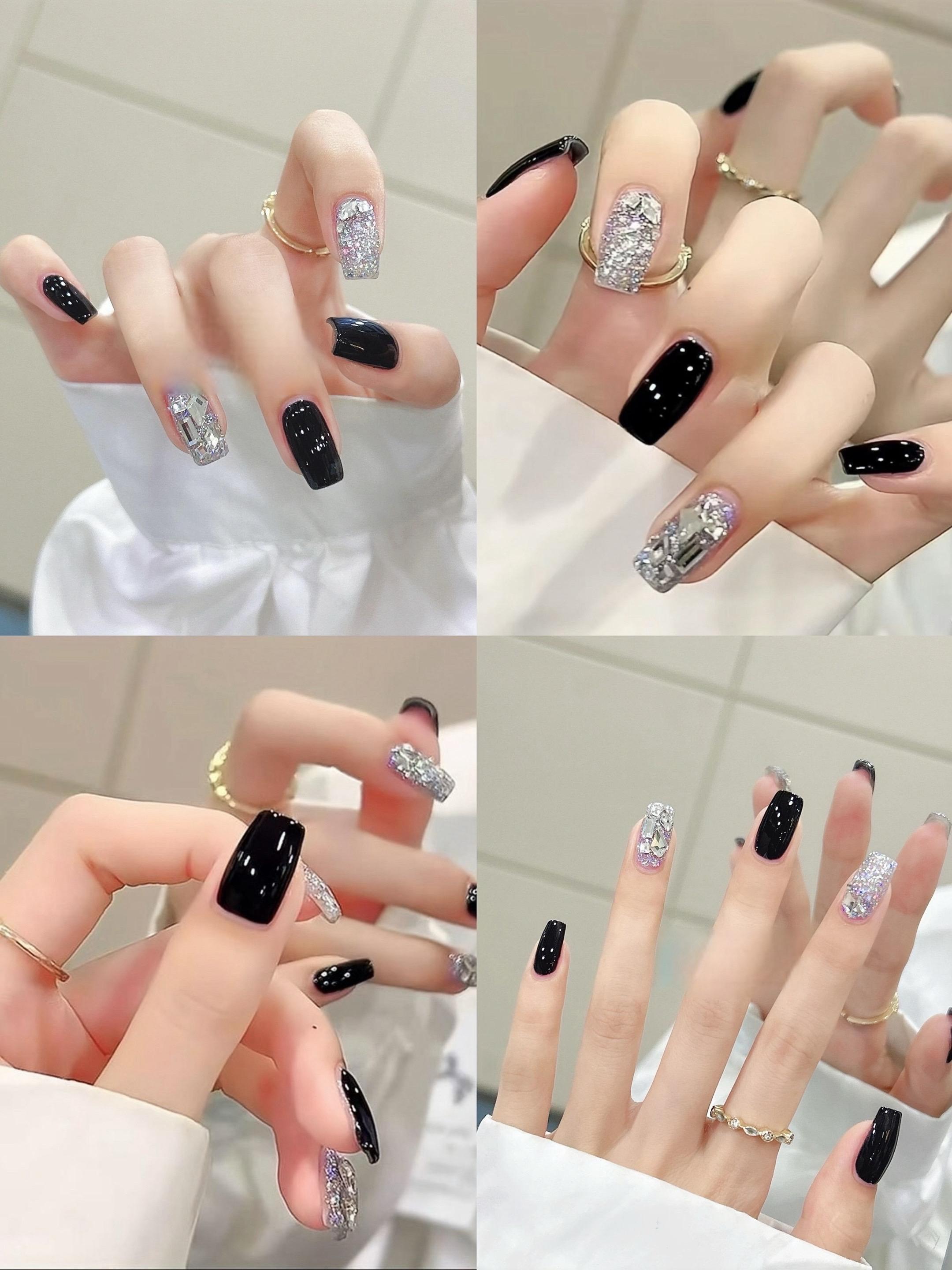 甜酷黑色爆闪满钻穿戴甲太适合秋冬了吧!巨显白!#穿戴甲 #穿戴甲随意摘戴 #秋冬美甲 #显白美甲 #穿戴甲推荐