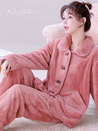 【锁温保暖】雪花绒套装女士休闲睡衣可外穿加绒加厚家居服秋冬天#爆款热卖中#面料柔软舒适 #雪花绒睡衣套装#可外穿加绒加厚家居服