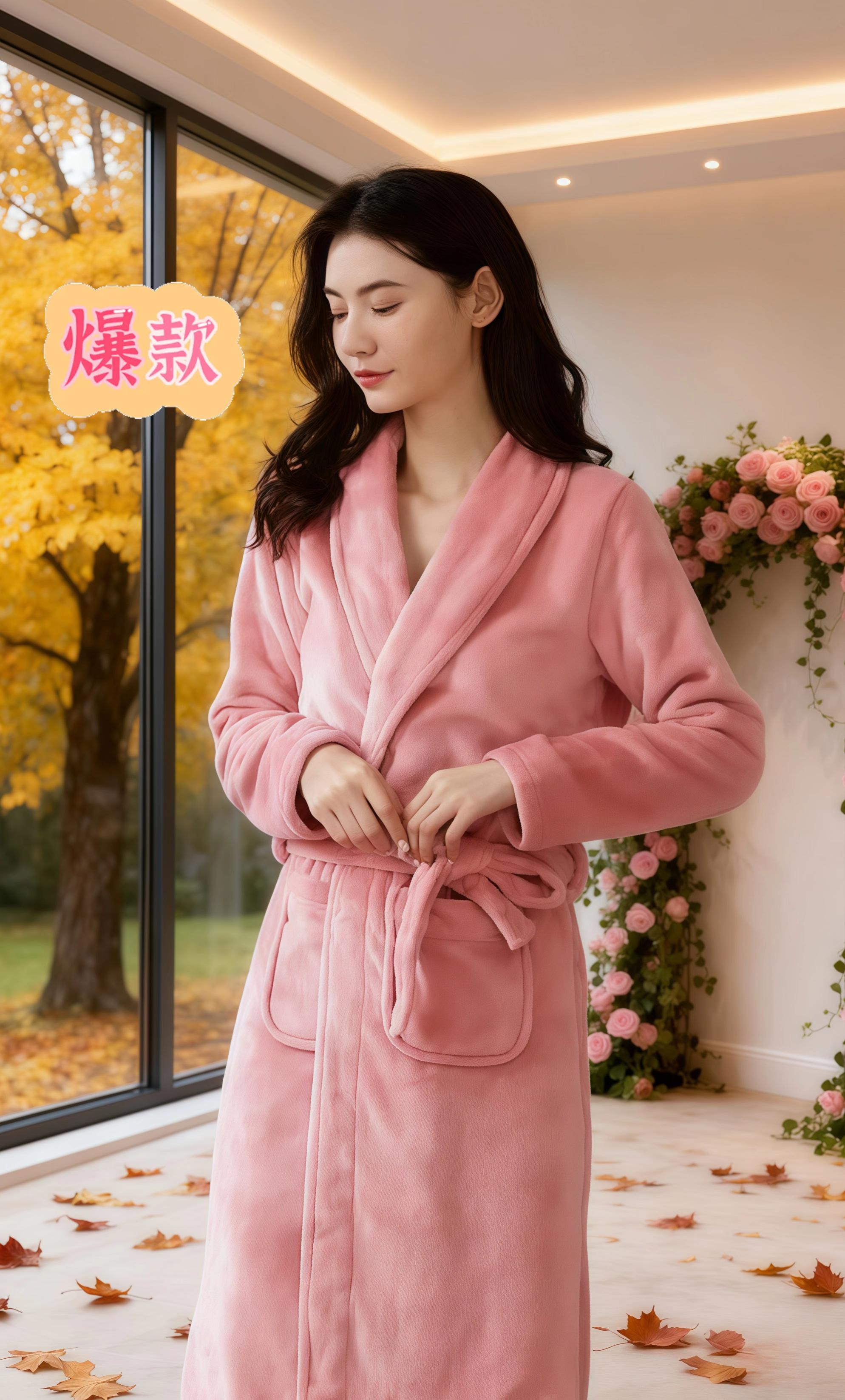 闺蜜一眼就看上的显年轻睡袍。冬天洗澡就怕的就是冻着了,所以我给自己准备了这件加绒睡袍,它摸起来软绵绵的,特别舒服,而且它的保暖效果也很好,穿上后感觉全身都暖洋洋的,舒服极了。快来试试吧!#睡袍 #居家睡袍#保暖又好看 #穿搭