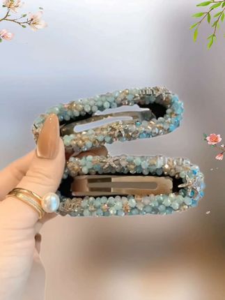 精致韩系水晶串珠发夹时尚高级感侧边夹碎发整理刘海夹bb夹发卡女#刘海夹碎发夹 #侧边夹怎么戴好看 #半扎发#洋气减龄 #头饰发饰