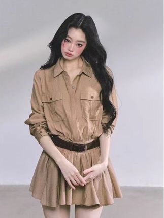 高智巴恩风高级感赫本风工装连衣裙收腰显瘦蓬蓬裙22668#高级感连衣裙#工装连衣裙#显瘦连衣裙#蓬蓬裙#收腰连衣裙