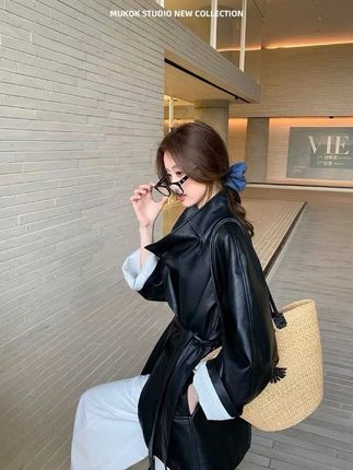 2025秋季宽松皮衣时尚拼接极简风清8003#穿出高级感 #皮衣夹克 #外套 #外套穿搭 #皮衣搭配