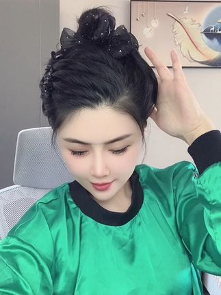秋季必扎纹理丸子头#头饰发饰