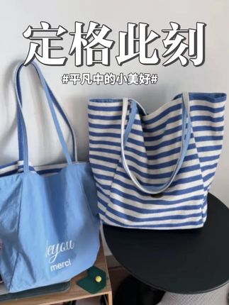 128大容量双面包包条纹气质文艺少女日常通勤百搭单肩腋下包#帆布包 #条纹帆布包 #韩系包包 #好物分享 #女生好物分享