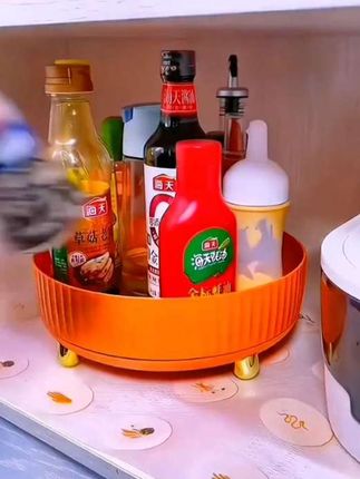 #旋转置物架 #旋转收纳盘 家里调料多.摆放凌乱、用了这高颜值旋转收纳盘整洁多了#拿取方便 #厨房好物 #居家好物