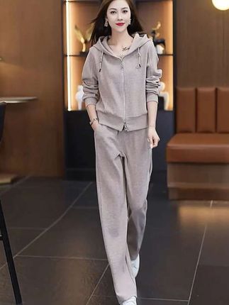 高端品牌运动装套装女春秋连帽卫衣两件套春季休闲跑步服#时尚潮流休闲百搭