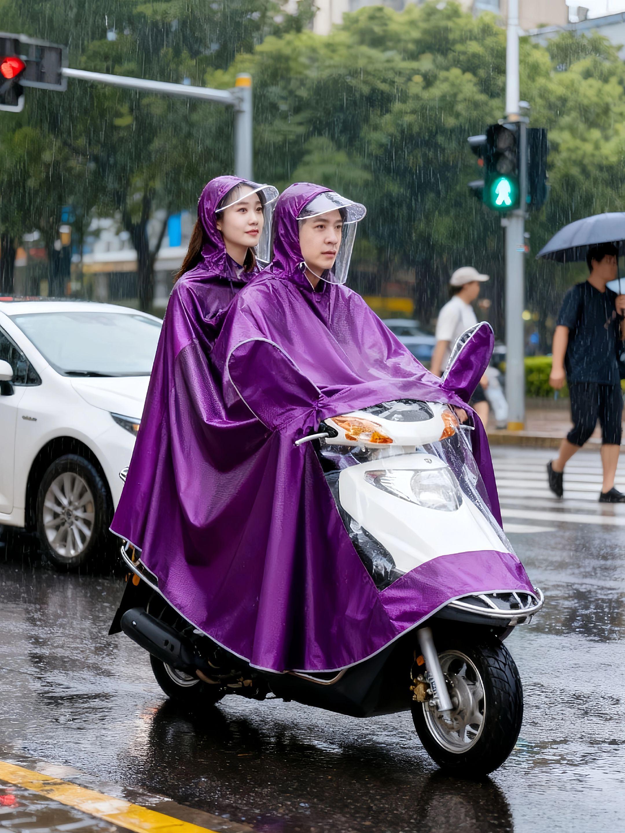 骑行遇雨别犯难!这款通用型雨披,电动车、摩托车、自行车骑行皆适配。采用加厚防水面料,结合紧密锁边技术,抗风防雨性能卓越,暴雨天气也能保持全身干爽。 加大帽檐设计,精准挡雨不遮视线;加宽下摆,360°全方位防护,有效避免裤脚溅湿。面料透气,摆脱闷热困扰。帽口与袖口的松紧调节,贴合身形,骑行时防风不灌风。 男女同款,多色可选,折叠后体积小巧,便于收纳进背包。随时随地为你遮风挡雨,让骑行无惧风雨,自在前行!#雨衣 #雨披 #电动车雨衣 #电动车雨披 #好物推荐🔥