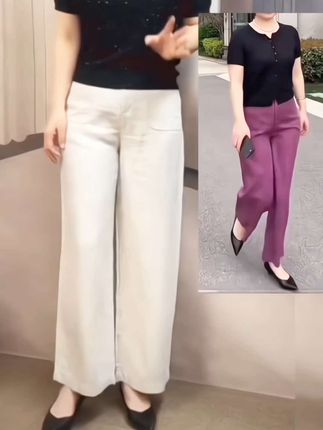 #强烈推荐 天丝亚麻窄版阔腿裤女夏季2025年新款高腰显瘦垂感直筒休闲九分裤#面料柔软舒适 #高级感穿搭 #穿出自信穿出美丽 #品质女装