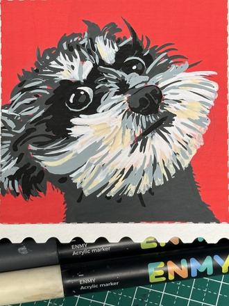 雪纳瑞怎么画#瞎画系列 #画渣进化史 #跟着抖音学画画 #丙烯马克笔#萌宠