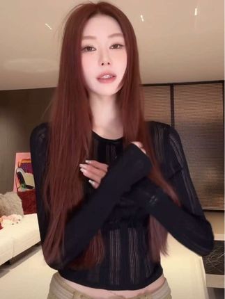 【典藏版】性感辣妹透透黑色条纹长袖毛衣#辣妹穿搭 #轻奢女装 #今天穿什么