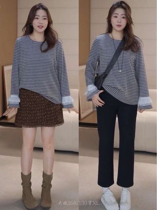 小众定制系列的条纹小衫~ #微胖穿搭分享 #条纹控#小众设计 #早秋贵气感穿搭 #被秋日氛围感穿搭拿捏了