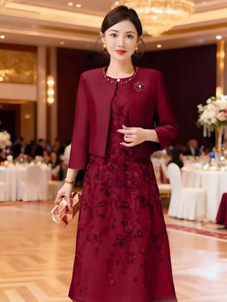 #婚礼妈妈礼服 #喜婆婆喜妈妈 #连衣裙 #两件套 #秋冬基础款打底合集
