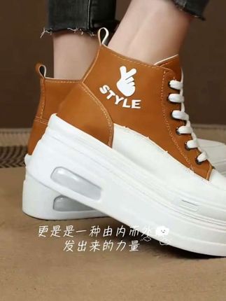 时尚超高跟12cm内增高女鞋厚底休闲小白鞋百搭新款小个子高帮鞋女#休闲小白鞋推荐