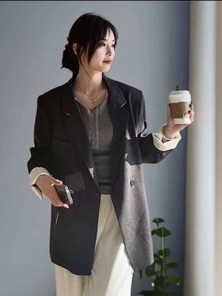 2025早秋休闲西装外套女装新款摩登灰宽松韩系上衣翻驳领西装外套#好物推荐🔥 #西装外套 #休闲西装外套 #今日新款推荐 @DOU+上热门 @DOU+小助手