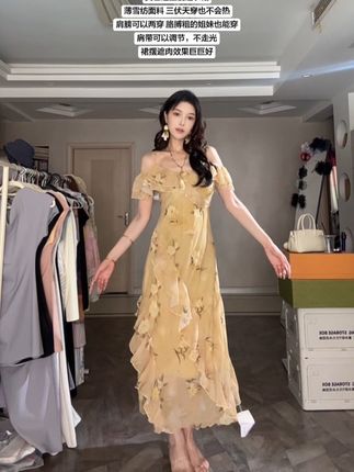 #度假裙 #仙女裙 #雪纺连衣裙 #显瘦连衣裙 #碎花连衣裙