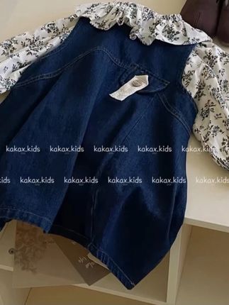 女童春秋季新品森系风休闲碎花娃娃衫配牛仔背心裙套装洋气复古#复古#森系#碎花#洋气#高品质童装