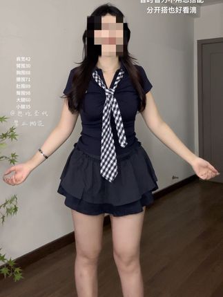 巨掐腰的一套#微胖穿搭 #显高显瘦显腿长 #学院风 #夏日穿搭 #辣妹穿搭