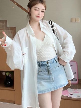 2025新款舒适口袋刺绣莱赛尔薄款防晒衬衫透气外套女休:/ 闲宽松上衣#夏季穿搭 #显瘦穿搭 #ootd穿搭 #韩系穿搭 #衬衫