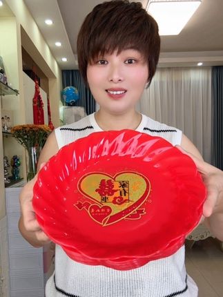 #喜庆果盘#果盘#红色果盘#婚礼用品#零食盘