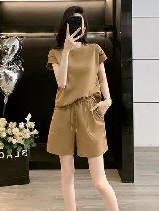 韩版显瘦气质2025夏季新款网红炸街短袖上衣短裤休闲运动套装潮