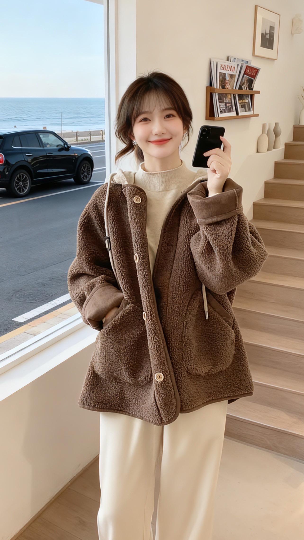 姐妹们!这件仿羊羔毛外套也太懂女生了吧~ 可拆卸连帽设计超贴心,想酷飒想温柔一键切换,冬季穿它时髦度直接拉满~  仿羊羔毛面料软fufu的像小奶狗,加厚设计暖到心窝里,宽松版型藏肉又显瘦,韩系减龄感拿捏得死死的,穿上秒变元气少女~  经典百搭到尖叫!搭牛仔裤是随性街拍风,配半身裙又带点甜酷反差,日常通勤或周末出游都合适,时尚潮流感不经意间就流露~  这种又暖又潮、细节满满的宝藏款,冬天衣柜必须有!穿上它出门,回头率绝对高~  #仿羊羔毛外套 #冬季加厚上衣 #韩系减龄 #百搭显瘦