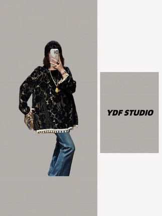 YDFSTUDIO小众【私藏美衣】欧货早秋重工丝绒烧花设计时尚百搭上衣#丝绒 #早秋穿搭 #大码女装 #强烈推荐 #高级穿搭