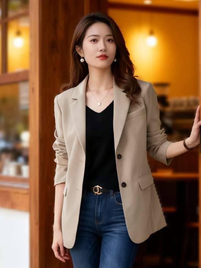 卡其西装一穿,职场女主光环拉满~这件卡其色西装也太懂职场女性了!利落剪裁衬得人干练又优雅,面料柔软还显质感,配黑内搭和牛仔裤,通勤休闲一键切换。 就像小说里的女主林薇,穿着它在咖啡馆谈成百万项目,抬手整理发丝时,连路过的风都为她停留。客户夸她专业,同事赞她有范,这件西装就是她的“职场战袍”,让她在每一次挑战里都从容耀眼。别犹豫,穿上它,你也能成为自己人生的大女主~#通勤搭配 #高级感穿搭 #秋日户外就穿琥珀系 #流光机能风穿搭太有生命力了 #早秋高智感职场穿搭