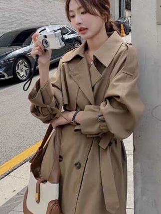 风衣女2025春秋新款高级感气质休闲收腰宽松中长款过膝英伦风外套#高级感穿搭 #时尚气质穿搭 #时尚穿搭 #御姐风穿搭 #穿搭时尚