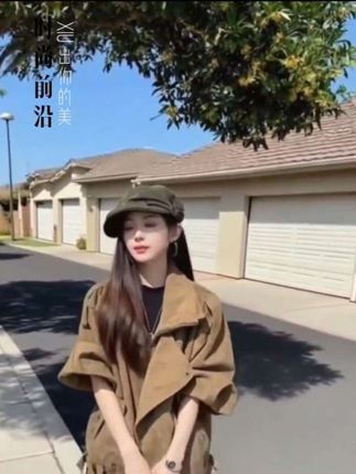 #上热门 美式复古麂皮绒咖色机车外套女秋季新款设计感休闲百搭宽松夹克潮#外套穿搭 #穿搭分享 #女装穿搭