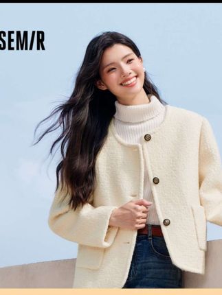 森马外套女含羊毛毛呢夹克优雅气质新款冬季圆领上衣时尚简约#外套穿搭 #秋冬穿搭 #版型好看 #简约穿搭 #好物推荐🔥