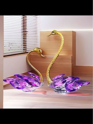 K9水晶玻璃紫色天鹅摆件轻奢创意电视柜酒柜玄关装饰品结婚送礼物视频同款点击下单购买