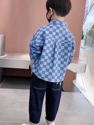男童牛仔衬衫2025春秋新款提花儿童长袖休闲外套薄衬衣中大童衬衫#只做高品质 #穿搭穿搭 #牛仔外套穿搭 #新款外套 #牛仔穿搭