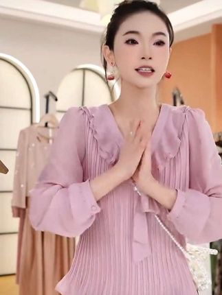 F蝴蝶领衬衫长袖上衣服秋季新款时尚百搭遮肚显瘦甜美小衫#秋季新款#设计感衬衫 #高级感穿搭 #洋气穿搭 #气质显瘦