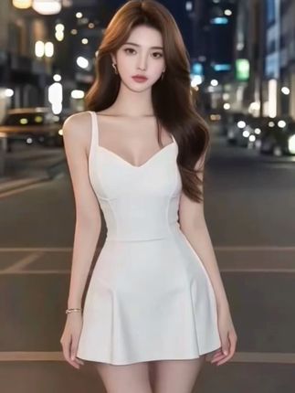 法式辣妹白色吊带连衣裙女款爆款2025新款夏季收腰显瘦A字短裙子