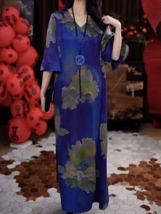 高档复古典雅国风气质连衣裙女2025夏季新款轻奢洋气简约显瘦长裙#国风连衣裙#气质连衣裙#轻奢连衣裙#复古连衣裙#高档连衣裙