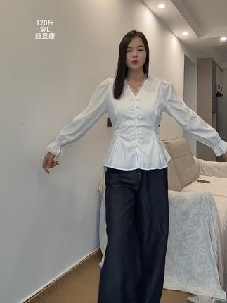 超级显瘦大码长袖上衣#韩系穿搭 #服装测评#大码长袖